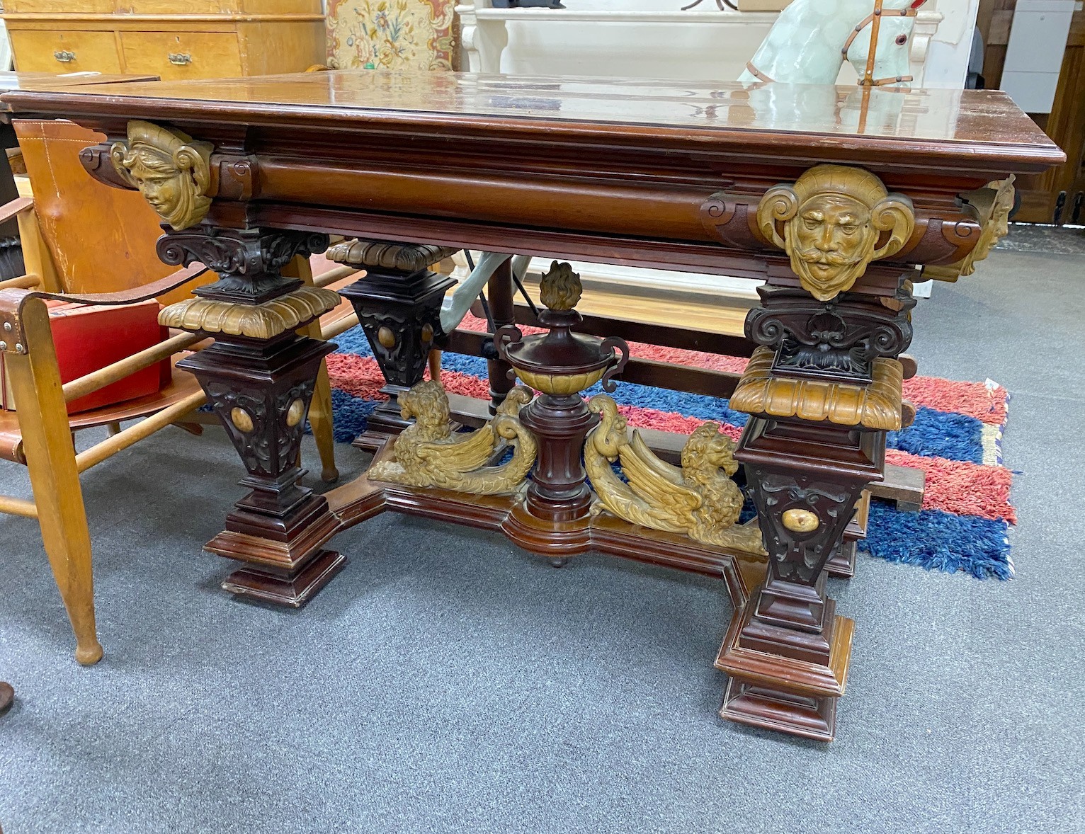 An Italian walnut and satinwood rectangular centre table, width 120cm, depth 80cm, height 80cm